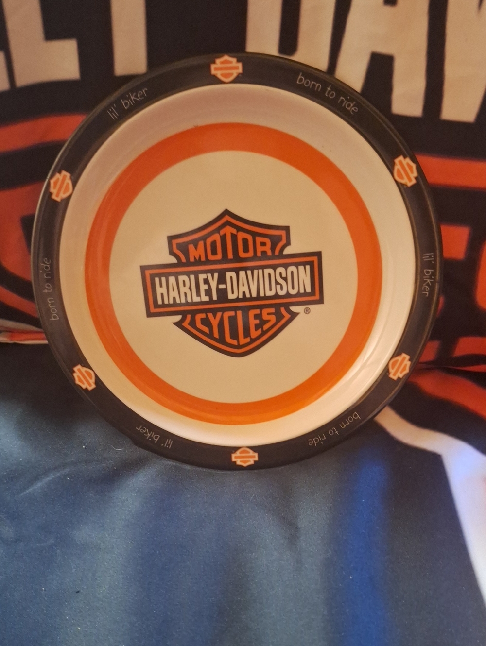 Harley-Davidson Black & Orange Logo Plastic Childs Bowl